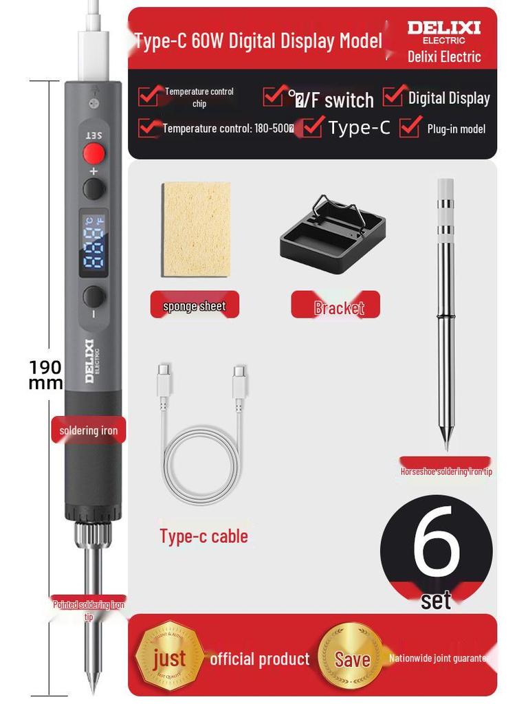 Delixi Electric Wireless USB Soldering Iron - Compact Household Repair Tool for Soldering and Welding