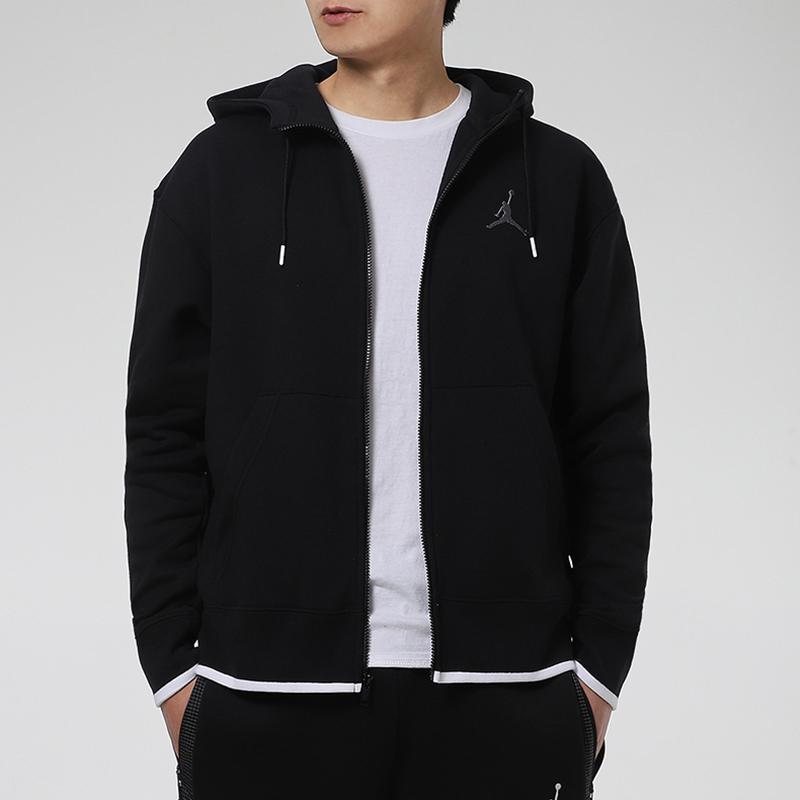 Jordan Printed Fleece-Lined Warm Sports Hooded Jacket Men Outerwear Black CV2356-010