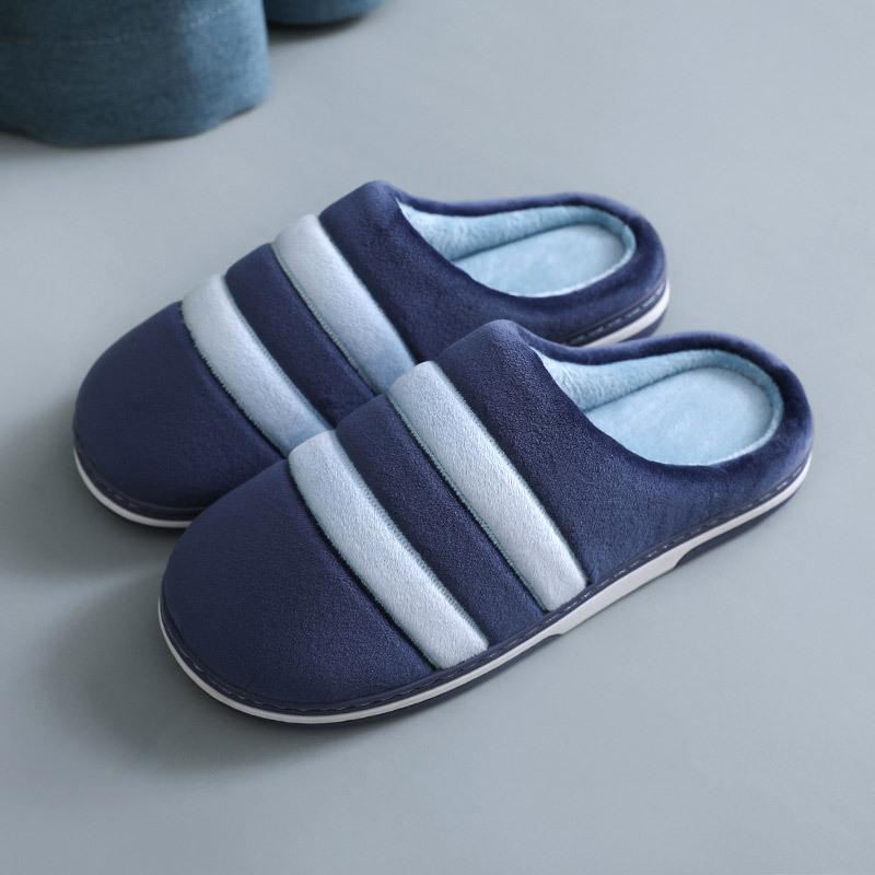 Men's and Women's New Cotton Slippers Non-slip Household Warmth Couples Plus Velvet Autumn and Winter Floor Home Cotton Slippers