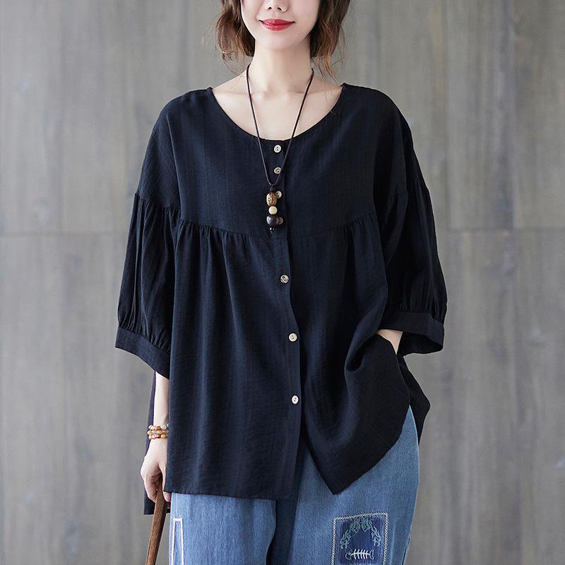 2021 Summer Stylish Slimming Loose Fit Cardigan T-Shirt for Plus Size Plus Size чёрный