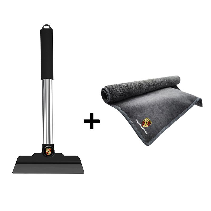 Car Logo Snow Pushing Shovel Cleaning Suede Wash Towel For Porsche 911 718 Taycan Panamera Cayenne Macan Cayman Auto Accessories