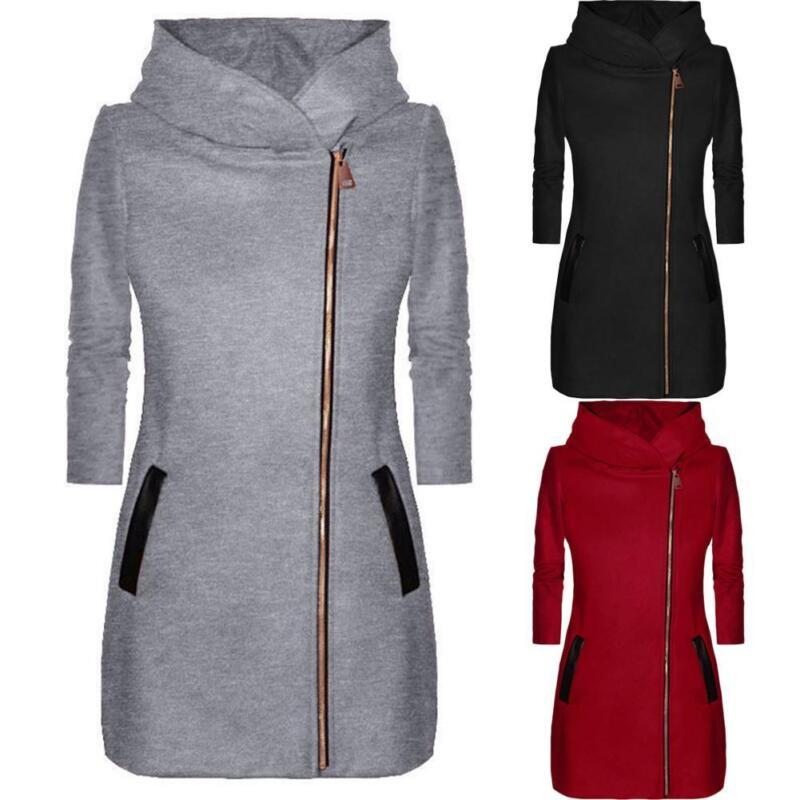 Stylish Women's Autumn Winter Zip Hooded Coat Jacket With Long Sleeve Design For All Occasions