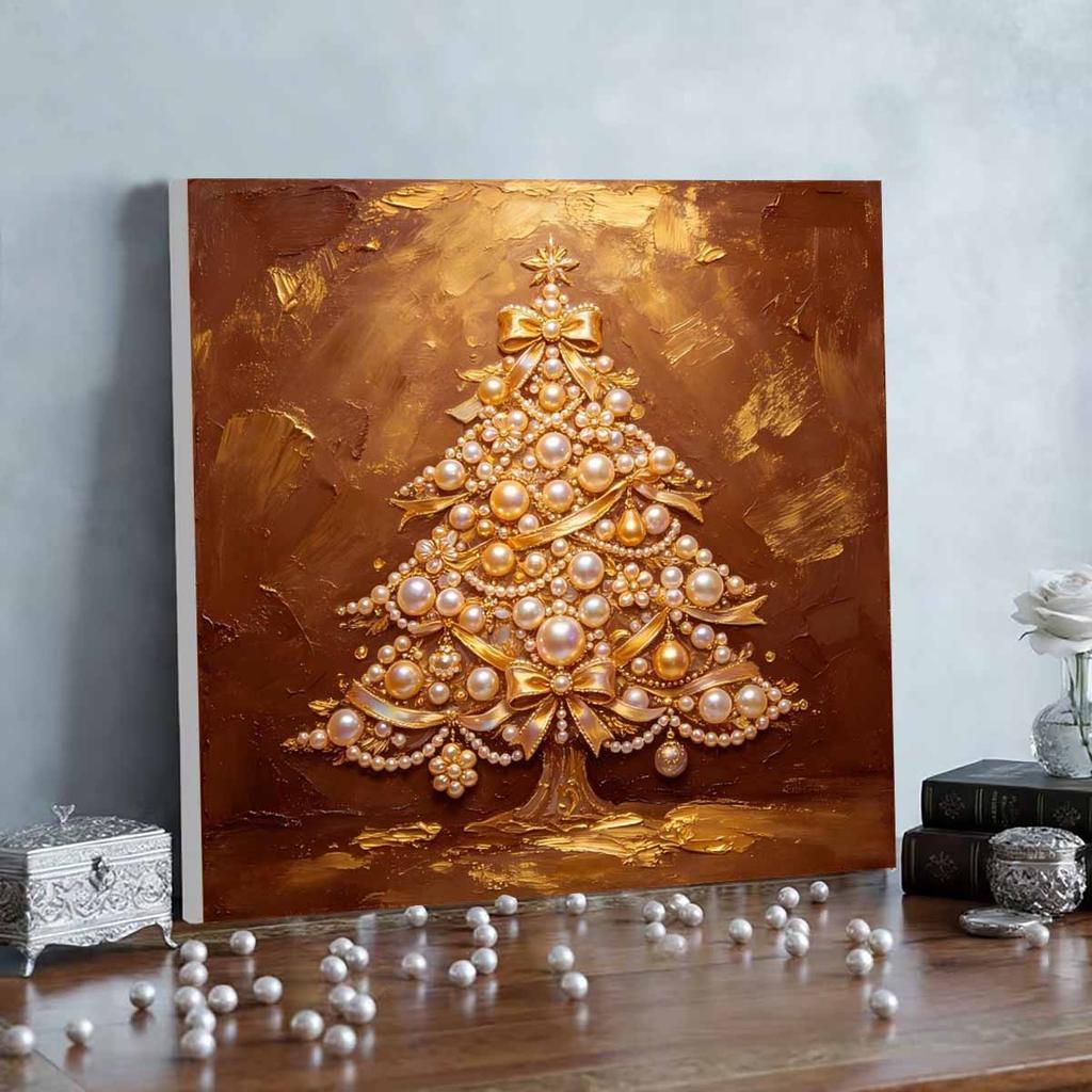 DIY Mini Framed Pearl Painting Kit Beads Christmas Tree Canvas Home Decor Painting