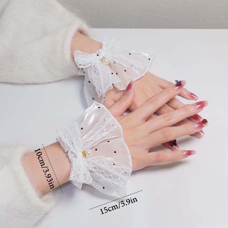 Nail Photo Lace Fake Sleeves Bow Equipment Mesh Wrist Bride Decorative False Cuff Tulle Item Nail Art Accessories Photography