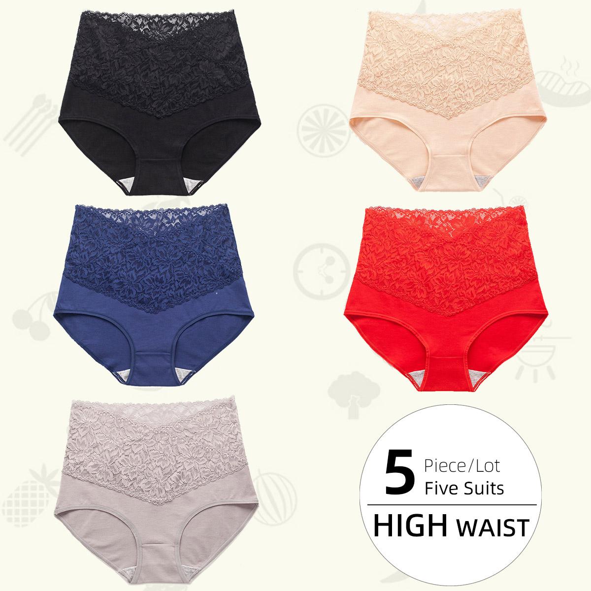 

Кружевные женские трусики с высокой талией из чистого хлопка, трусики с промежностью спереди и сзади, герметичное нижнее белье, женские трусы L