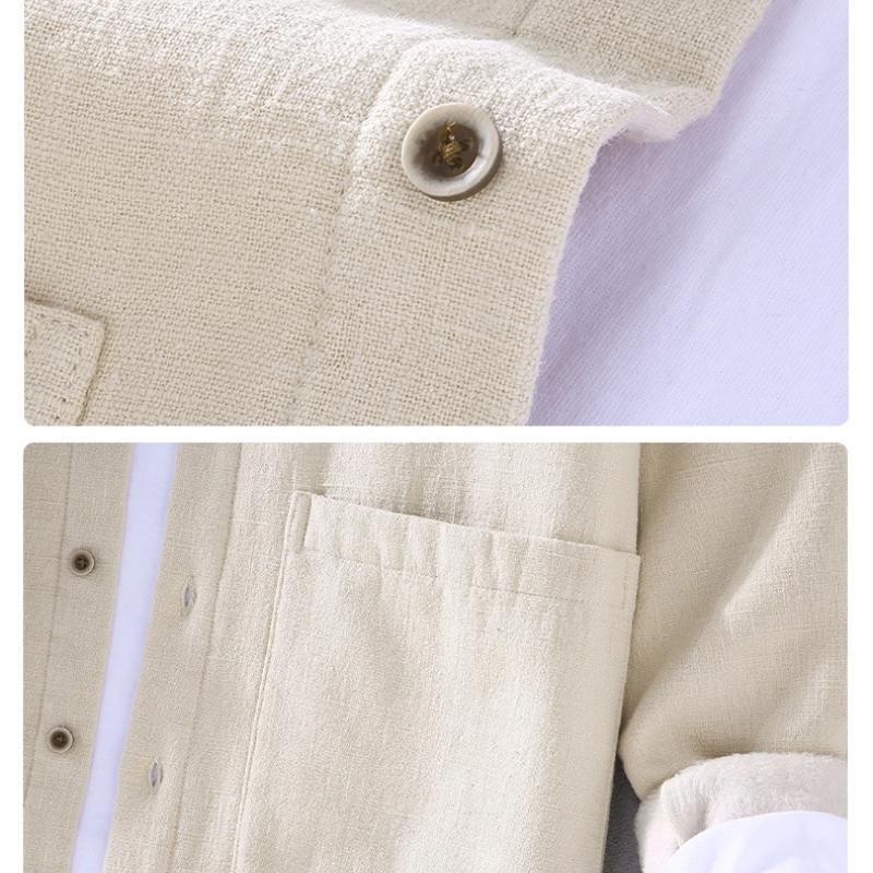 Winter Warm Shirts for Men Chinese Style Traditional Stand Collar Disc Buckle Shirts Male Thicken Casual Tops Cotton Linen Fleece Jacket