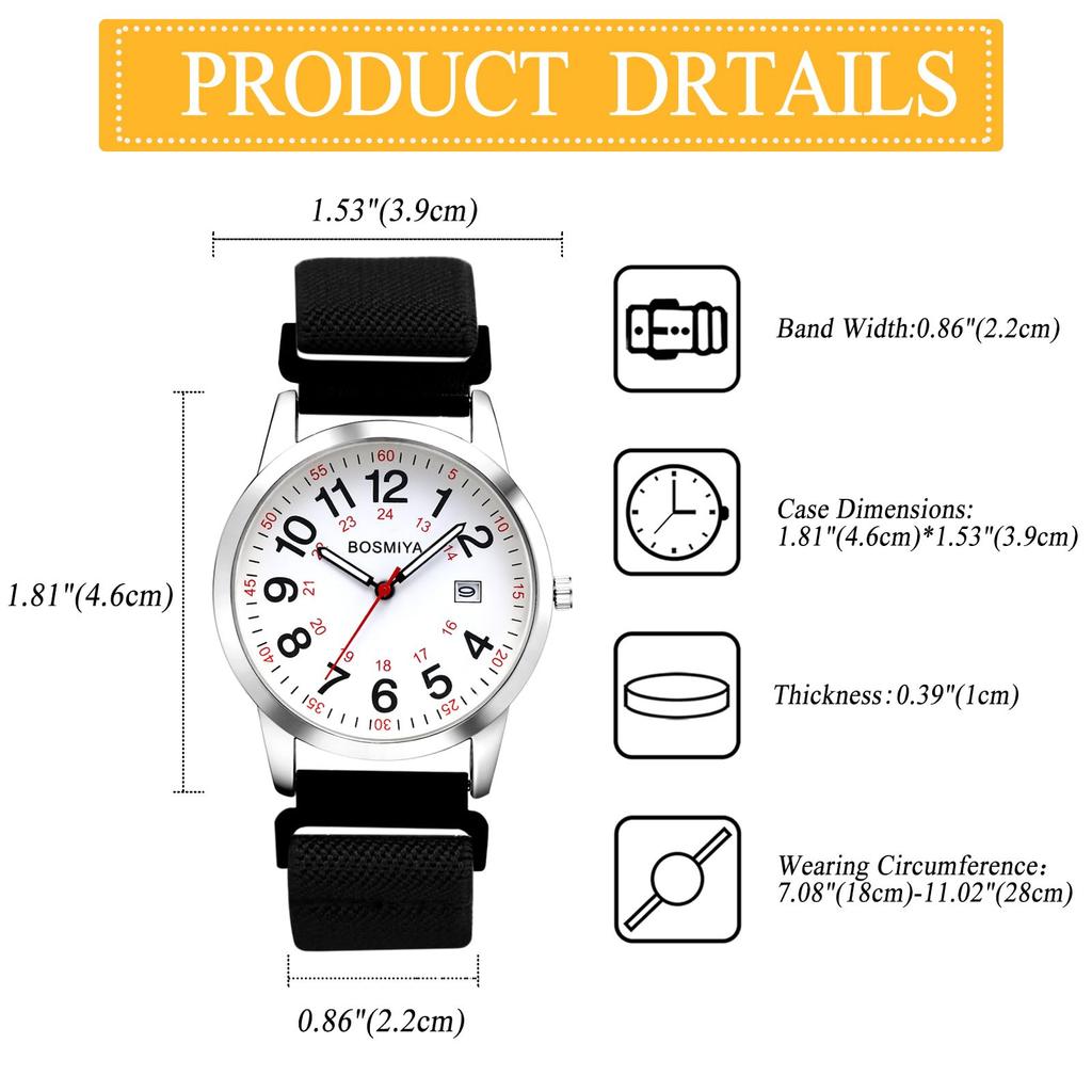 Woven Bracelet Watch with Waterproof Quartz Date Braided Large Analog One Size Fits Affordable Business Watch for Men Day Gift for Boyfriend Men's