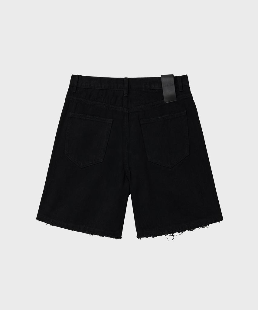 NOIRER Damaged Denim Shorts (Black)