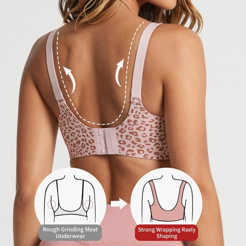 Plus Size Leopard Print Seamless Soft Support Push Up Bra For Women