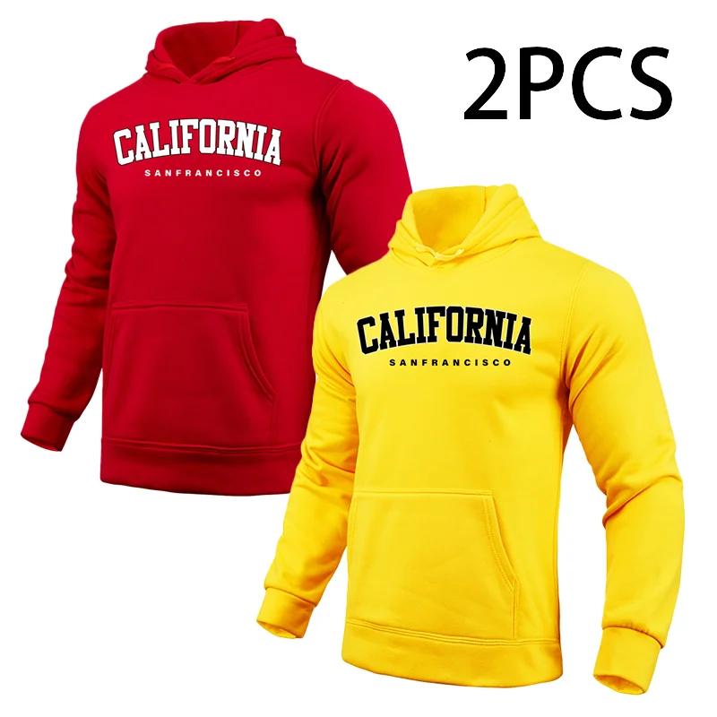 2 In 1 Hoodie for Man California Print Autumn Winter Daily Casual Sporty Sweatshirt Home Outdoor Comfort Warm Fashion Pullover