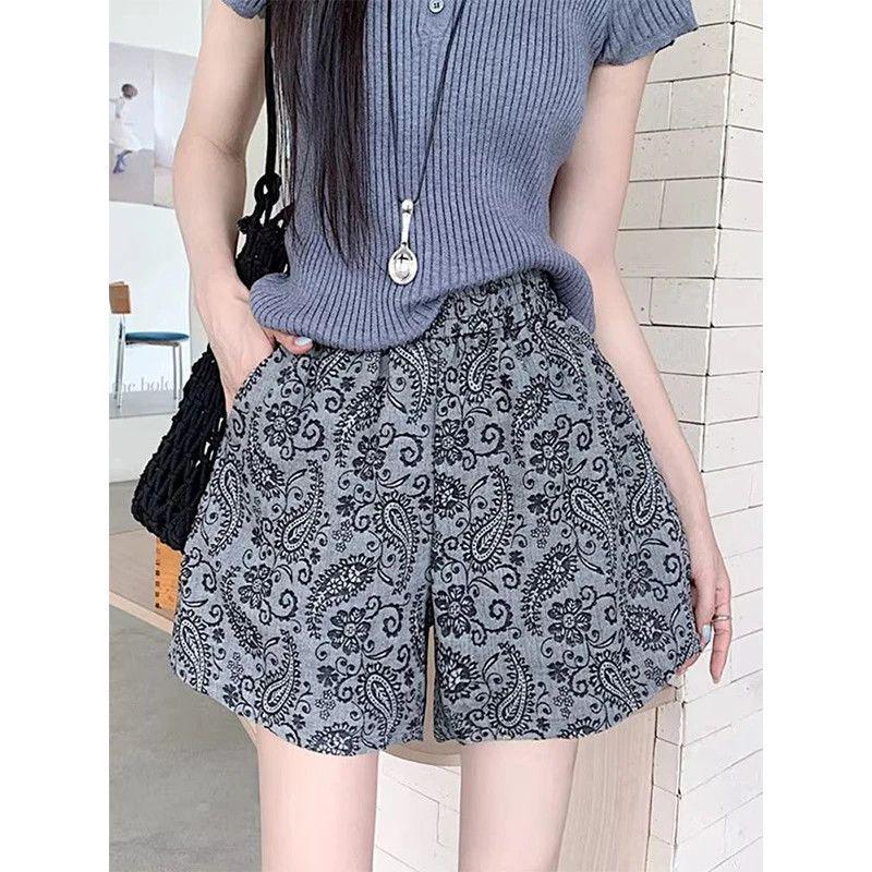 

Women s Quick-Dry Retro Print Wide-Leg Summer Pants: Slimming, Plus Size, Casual, Lightweight, and Sporty. XL (recommended 65-75kg)