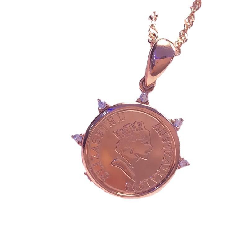 Rose-Plated Purple Gold Queen Round Brand Zircon Pendant Fashion Trend Foreign Style Necklace