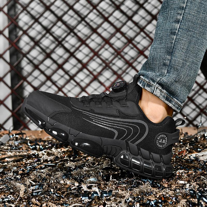Mote Roterende Knapp Sikkerhetssko Menn Ståltå Sneakers Punkteringssikre Arbeidssikkerhetsstøvler Luftpute Sport Arbeidssko Knusesikre Støvler