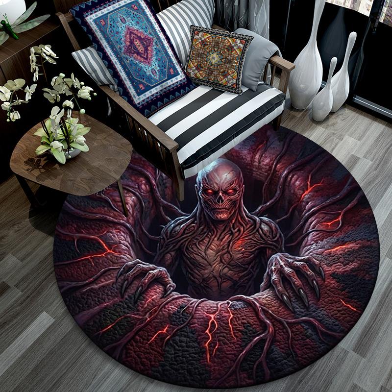 Cartoon Print Round Area Rug,Carpet Rug for Living Room Bedroom Sofa Playroom Decor,Non-slip Floor Mat