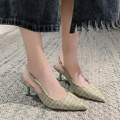 Women Pointed Toe High Thin Heels Sandals Casual PU Sexy Plus Size Shallow Mouth Single Shoes 34-42