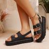 Women's Summer Beach Vacation Fashion Double-Buckle Design Comfortable Trendy Versatile Indoor Outdoor Bohemian Style Sandals