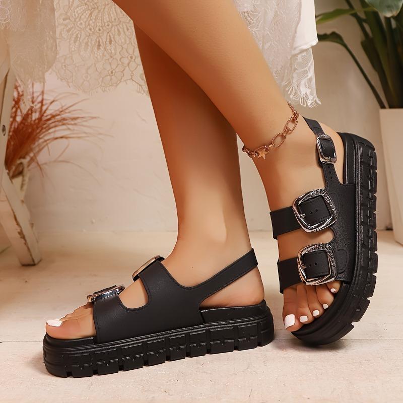 Women's Summer Beach Vacation Fashion Double-Buckle Design Comfortable Trendy Versatile Indoor Outdoor Bohemian Style Sandals