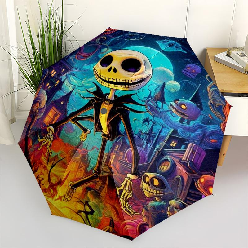 

Nightmare Before Christmas, Jack Skellington Themed Automatic Opening and Closing Umbrella, Brightly Colored 8-rib Portable Umbrella, Suitable for Men