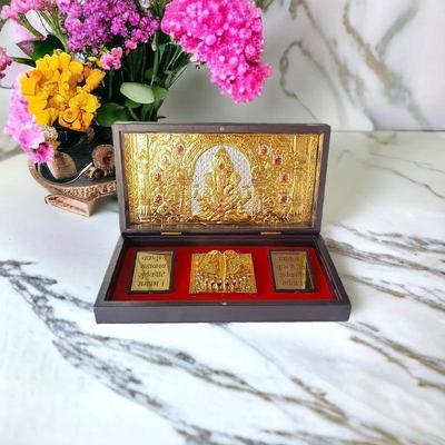 Gold Plated Lord Ganesha Ji Pooja Box - Premium Gold Ganesha | Pocket Temple Ganesha Ji | Unique Home, Office Gift