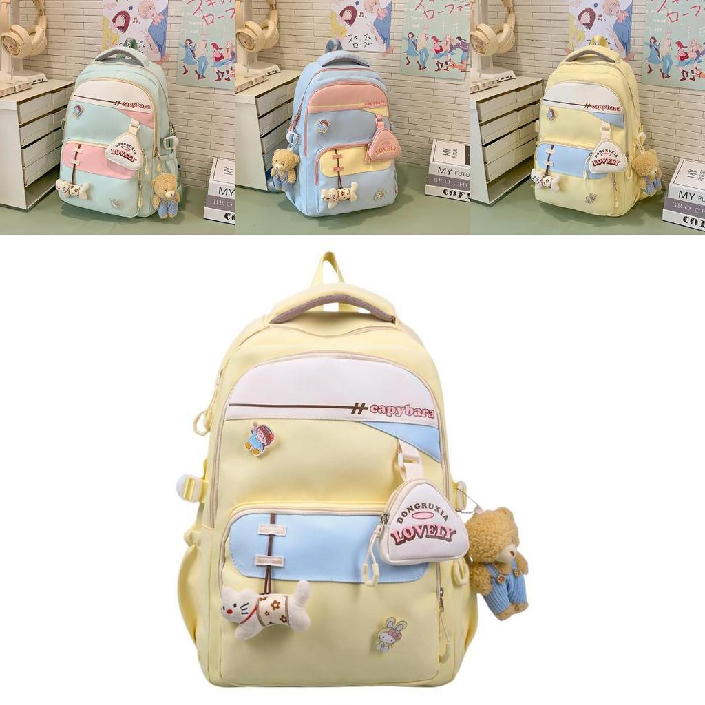 Casual Nylon School Backpack For Teens And Adults With Letter And Rabbit Print Design