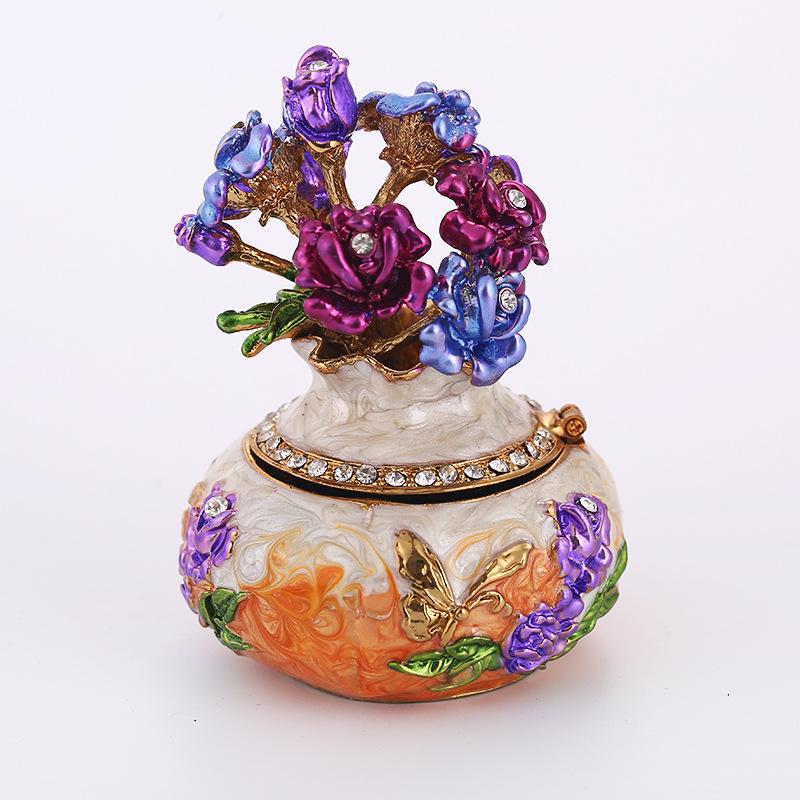 Shengbeifan Handwerkskunst Emaille blaue Vase Dekoration Simulation Schreibtisch Mini-Dekoration Schmuckschatulle Schmuckkästchen