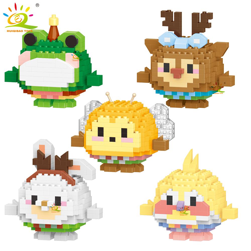 HUIQIBAO MOC Tier Mikro-Baustein Mini Niedlich 3D Diamant Modellstein DIY Stadtbau Spielzeug für Kinder Schreibtischdekoration