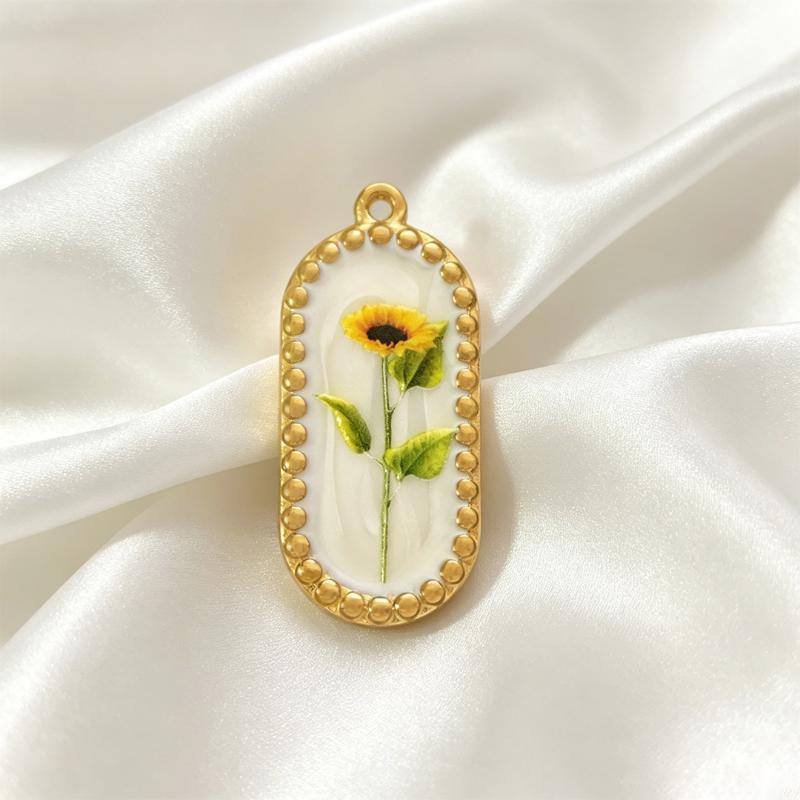 5/8Pcs Vintage Flower Enamel Charm Pendant Stainless Steel Drop Oil Floral Beads For Diy Necklace Bracelet Jewelry Making