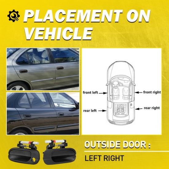 4X Front Rear Left Door Outer Right Handle Black 2000-2006 Set For Nissan Sentra