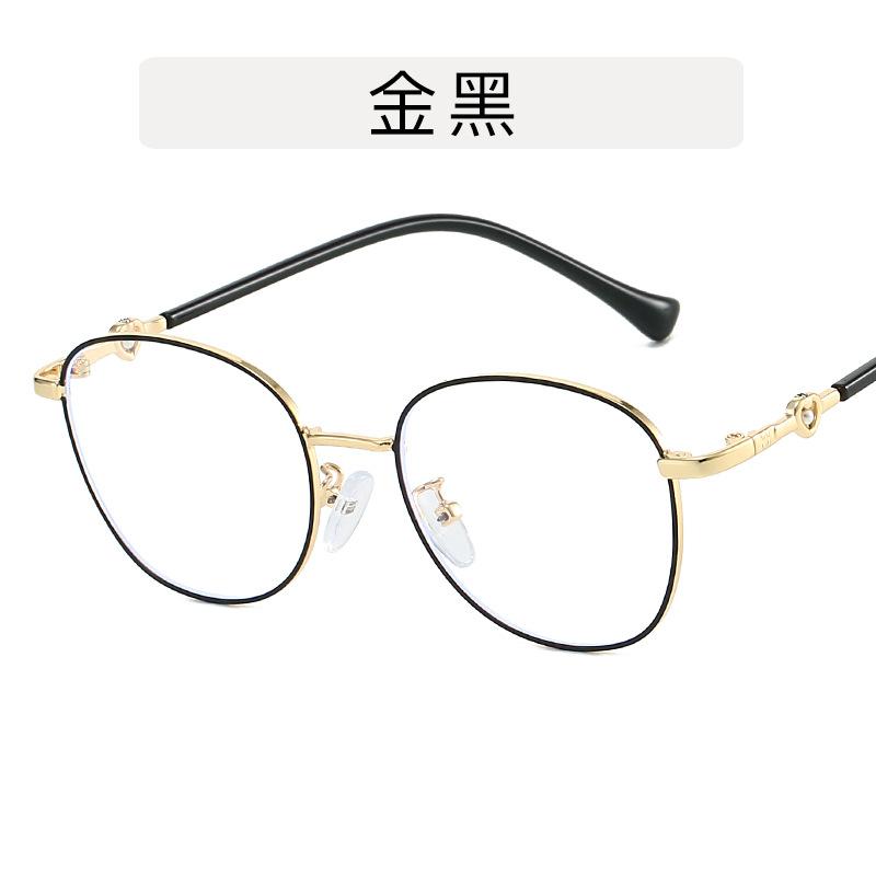 

Classic oval frame anti blue light women s Korean version ins metal heart pearl kick-off glasses