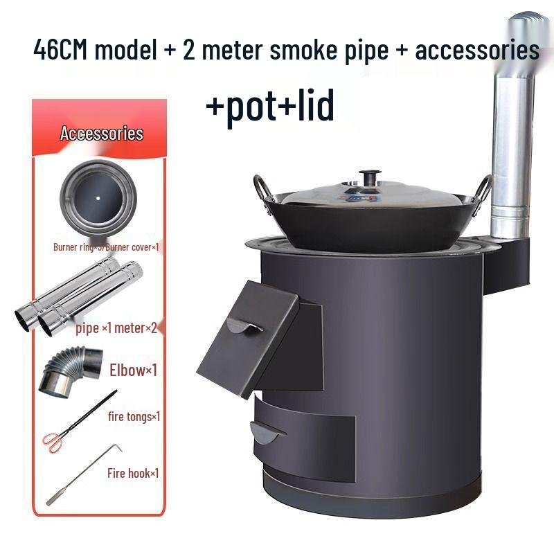 Φορητή Σόμπα Ξύλων Σιδήρου Χωρίς Καπνό: Εσωτερική & Εξωτερική Ενεργειακά Αποδοτική Ξυλόσομπα με Μεγάλο Τραπέζι για Κατσαρόλα