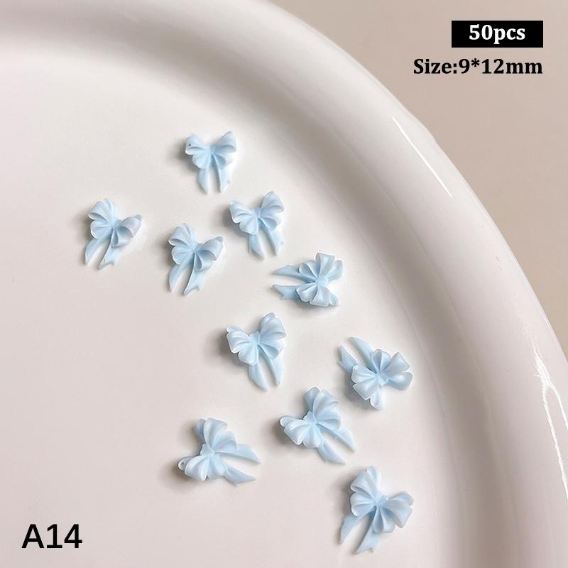 

50 шт. Длинные волнистые бантики Аксессуары для нейл-арта 2 размера Разноцветные ленточные бантики 3D смоляные шармы для ногтей Японский декор для ногтей Милые детали Лента