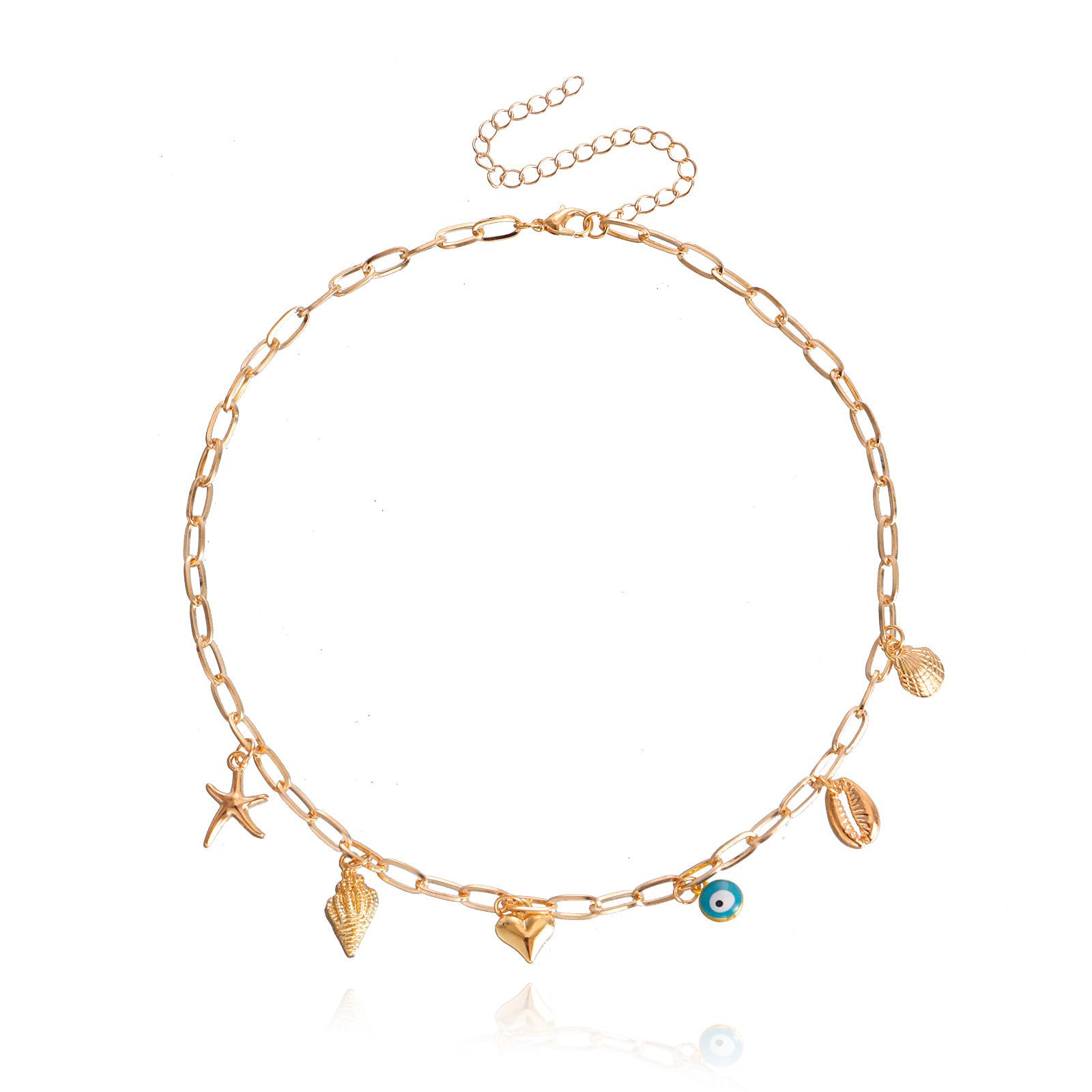 Simple return chain ocean wind, shell starfish necklace, design necklace