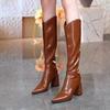 Pointed High-heeled Boots Women's 2025 Autumn and Winter New Thin Versatile Knight Boots But Knee Thick Heel Back Zipper Boots