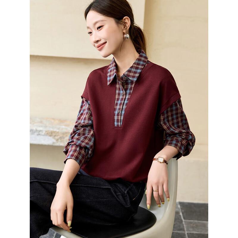 

Mohanyimei Women s Modern Patchwork Faux Two-Piece Sweatshirt L