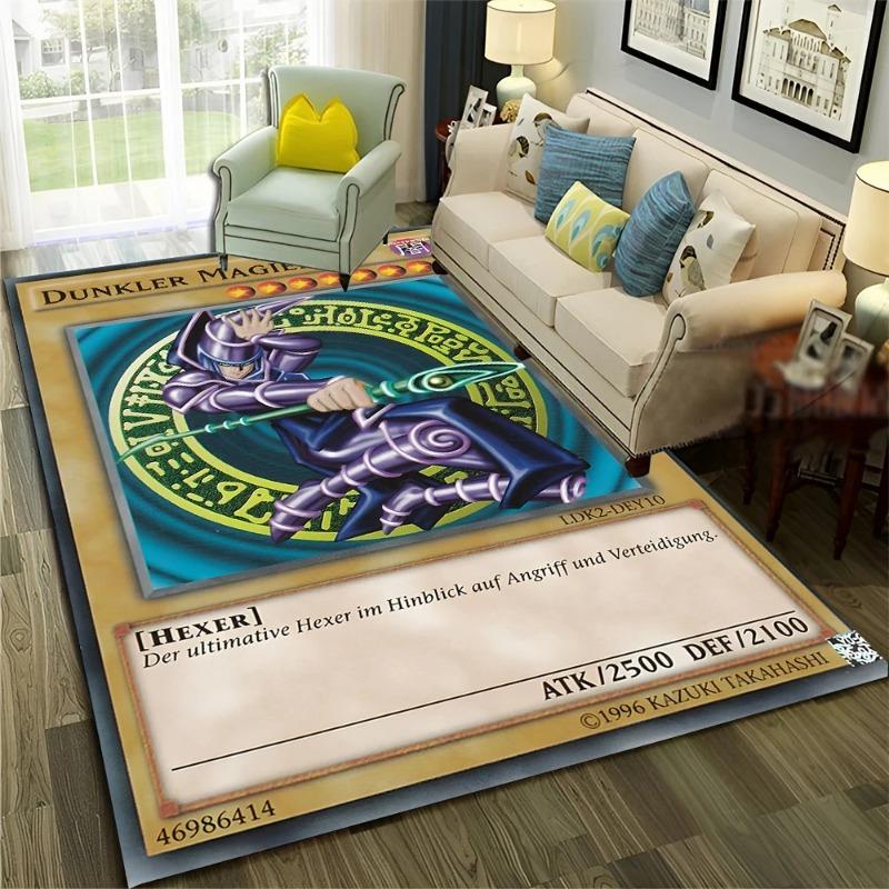 Y-Yu-Gi-Oh Monsterkarte Anime Teppich Cartoon Fußmatte für Wohnzimmer und Schlafzimmer Dekorative Fußmatte Kinderbereich Teppich Rutschfester Teppich