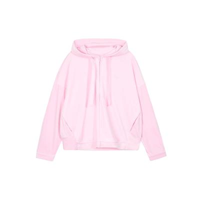Style Velour Jacket Solid Color Sports Casual Hooded Coat Women Jackets Clear-Pink IV7565