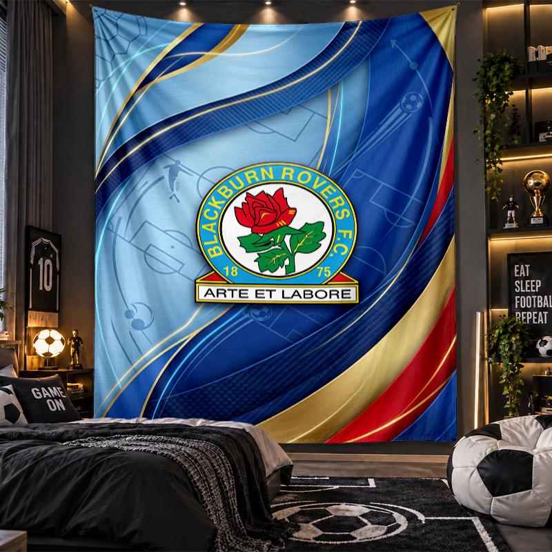 Wall Hanging Tapestry Blackburn Rovers Football Print Cloth for Living Room Bedroom Home Decor