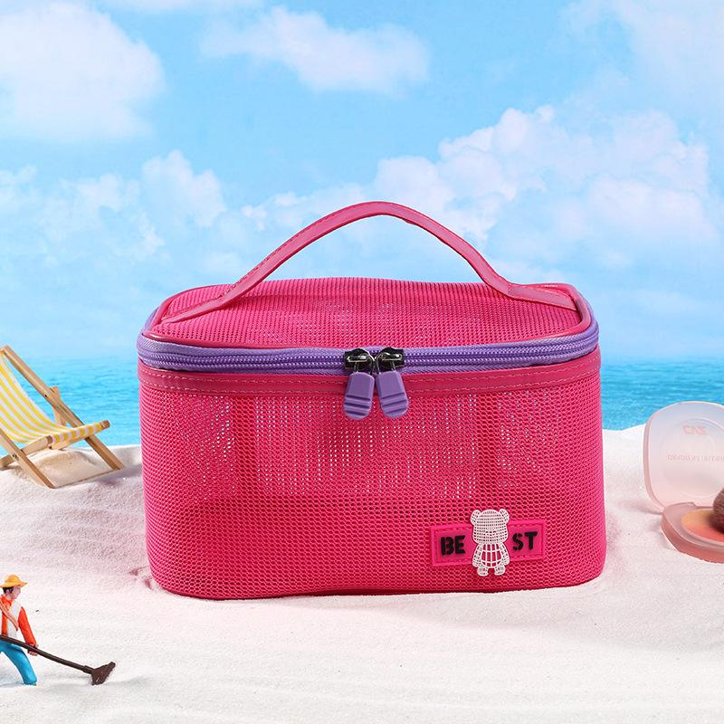 

Косметичка с открытой крышкой, сетчатая пляжная быстросохнущая косметичка, простая ветрозащитная сумка большой емкости для хранения 21*14*12.5cm