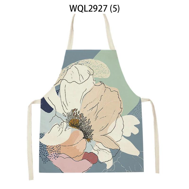 Abstract Plants Kitchen Aprons Home Cooking Sleeveless Aprons Baking Accessories Flowers Pattern Waist Bibs Antifouling Apron