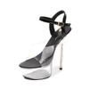 Fashion 34-43 Sexy Super High Heel Shoes 15CM Slim Heel Platform Sandals Transparent Crystal Shoes Wedding Shoes Banquet