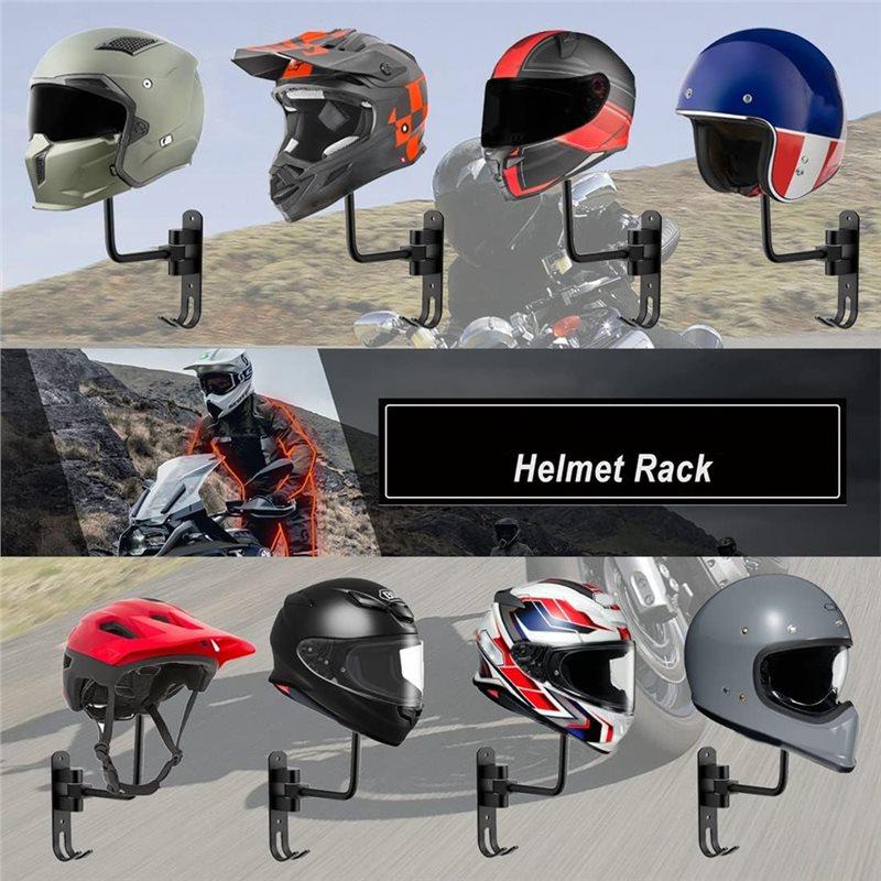 2025 Trend Rotation Metal Helmet Holder, 2Pcs Motorcycle Helmet Rack Wall Mount With Hooks Hanger