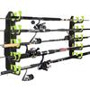 Hikeen Rod Stand 10-Rod Capacity Wall Mount Fishing Rod Rack - Garage Fishing Rod Holder, Fishing Gear Organizer (Black, 1 Piece) - 41mm