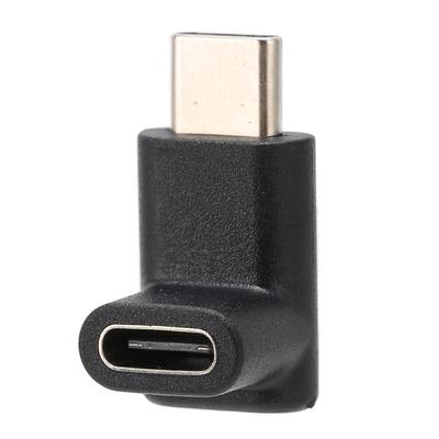 90 Degree Up Down Type C Adapter Portable Stable Male To Female Adapter for Charging Data Video Black