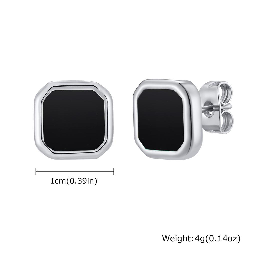 Trendy Natuursteen Oorbellen voor Mannen Jongens, Roestvrij Staal Anti-allergie Vierkante Stud Oorbellen, Unisex Piercing Sieraden Cadeau