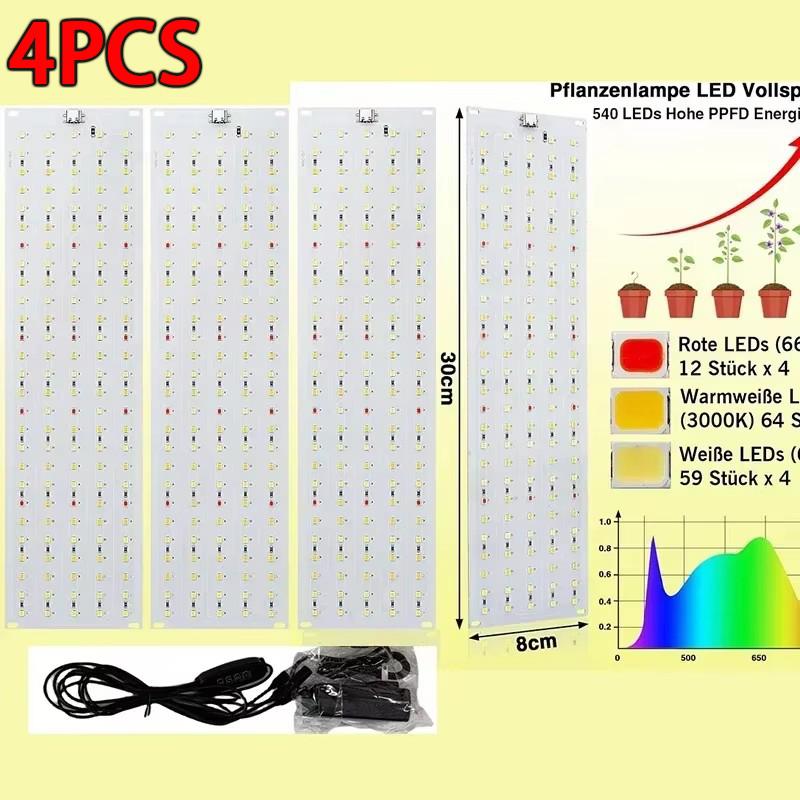 New 4PCS Grow Panel Light Ultra-thin Full Spectrum Dimmable Timer Plant Lights Under Cabinet Growing Lamp for Indoor Plants Rack