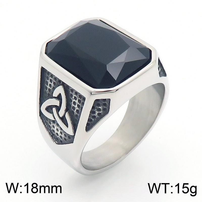 Source Retro Viking Jewelry, Palace Style Luxury Gemstone Engraved Stainless Steel Men'S Ring