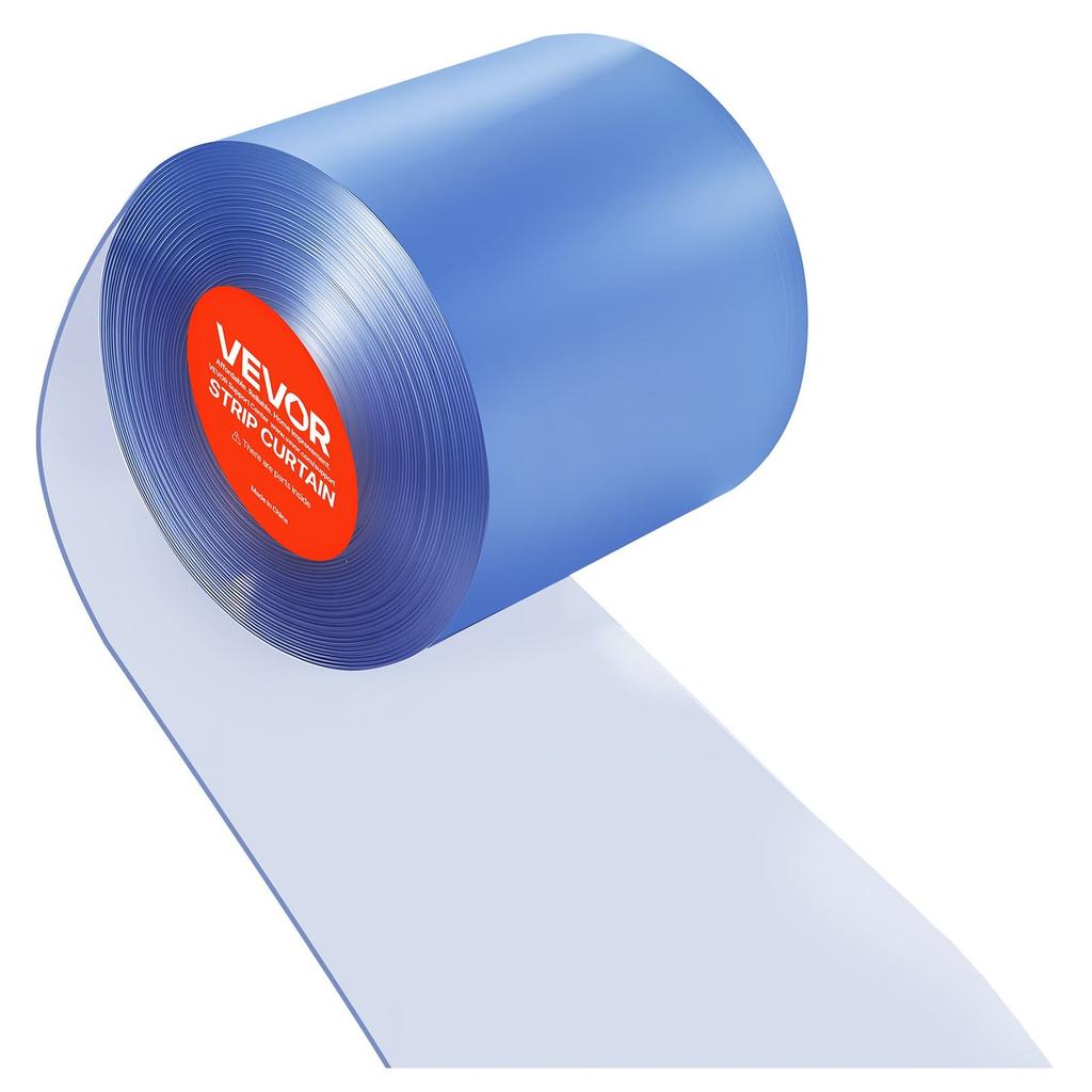 Clear PVC Strip Curtain, 30.8 m Length x 30.5 cm Width, Thermal Insulating Plastic Door Strip Bulk Roll, Walk in Freezer Cooler Curtain Strips for