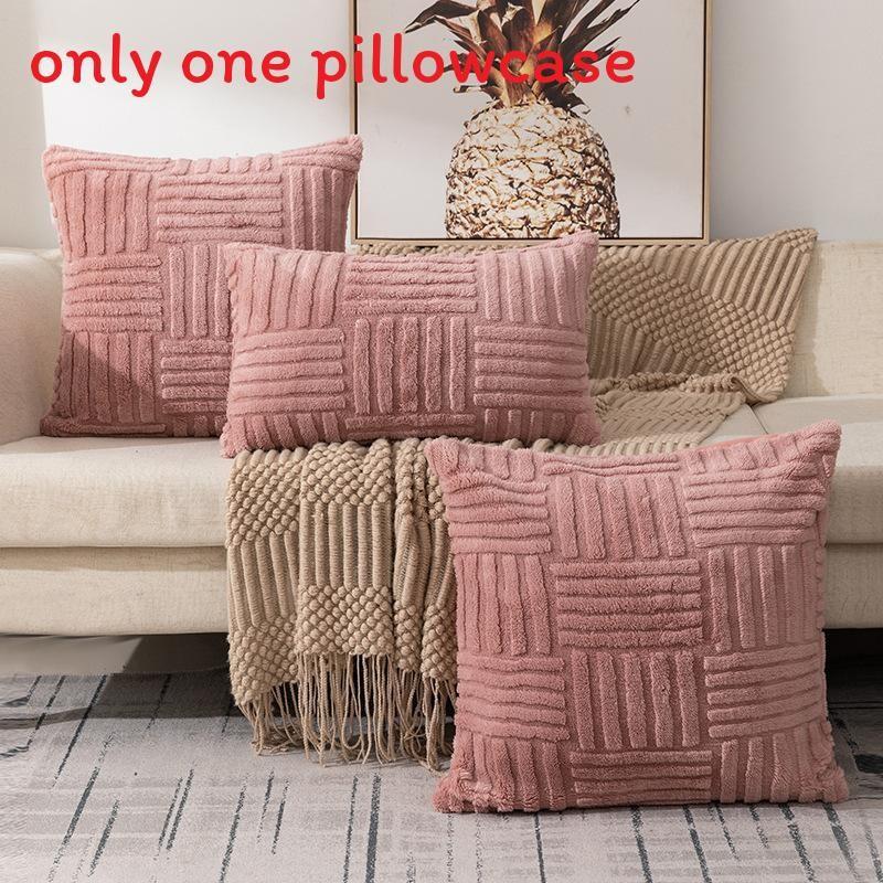 Color Striped Solid Snowflake Velvet Pillowcase Home Decoration Bedroom Sofa