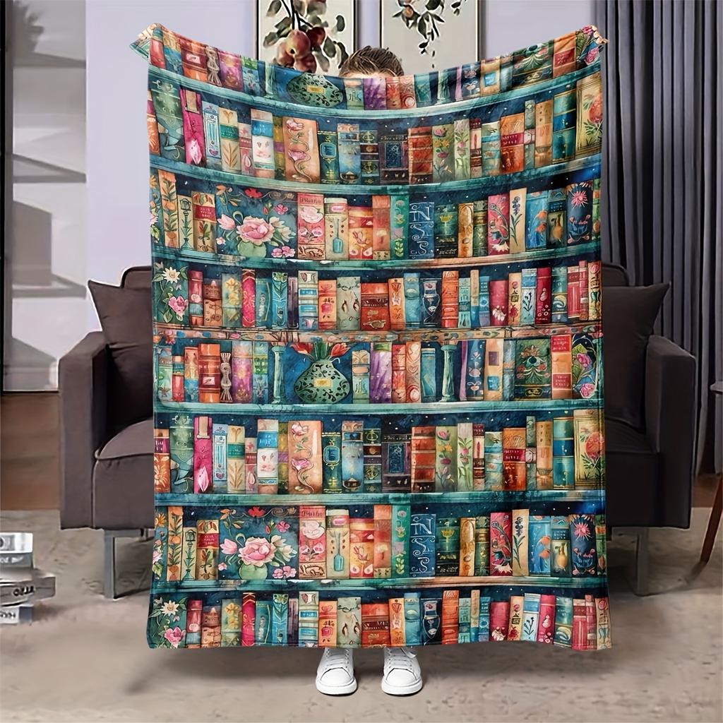 Coperta Morbida per Amanti dei Libri, Coperta a Tema Lettura per Divano Ufficio Viaggio Decorazione per la Casa