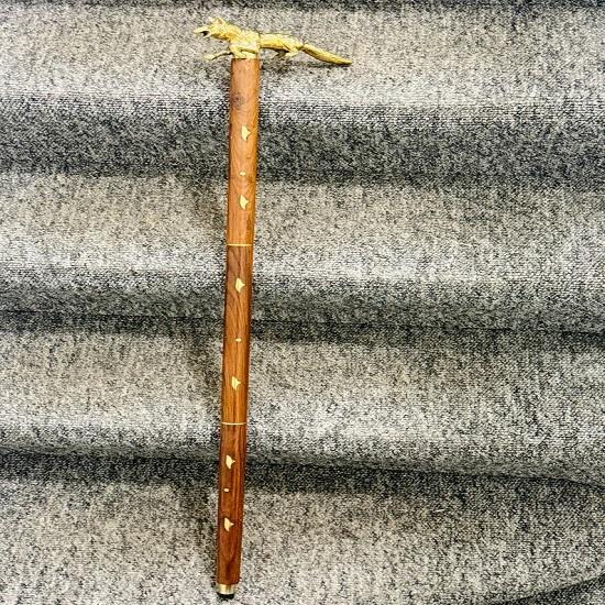 Brass Handle Sticks Fox Collectible Wooden Walking Stick Cane